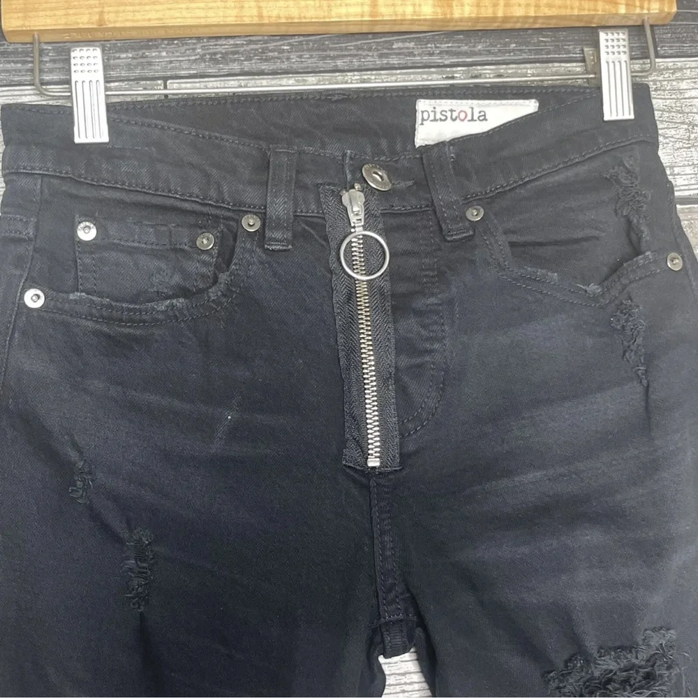 Pistola Womens Jeans Size 24 Black Distressed Skinny Ankle Length Stretch Fit 00 - Picture 5 of 11